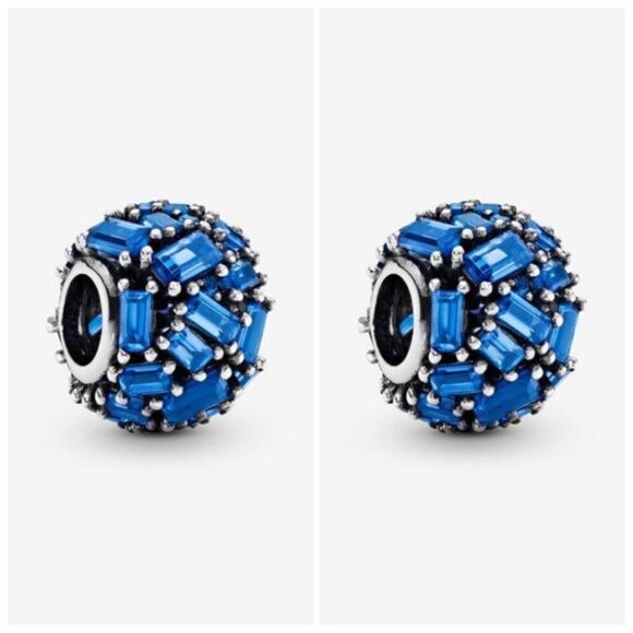 Pandora Blue Ice Cube Charm In Sterling Silver - set of 2 - Picture 1 of 7